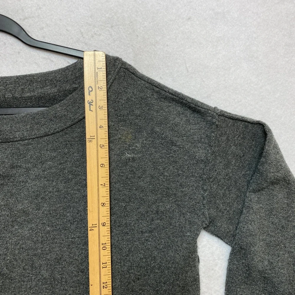 Free People Sweater Womens XS Grey Cropped Boxy Scoop Neck Raw Hem